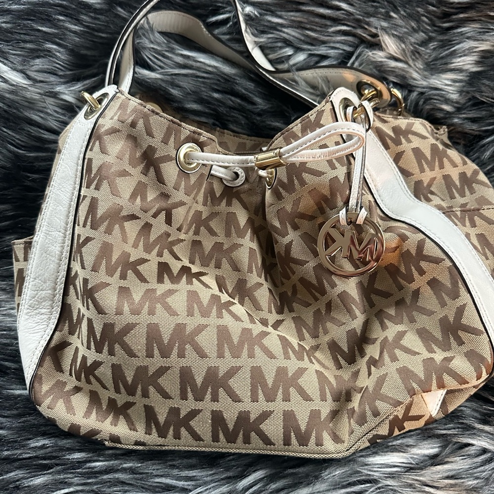Michael Kors Brown and Cream Logo Tote Bag
